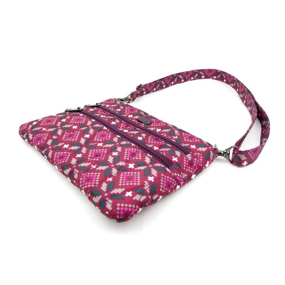 Lug PinkCrossbody Bag Multi-Zip Compartments Adjustable Strap - Picture 3 of 14